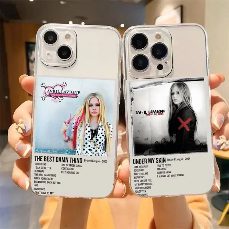 Avril L-Lavigne Album Poster Phone Case For iPhone,11,12,Mini,13,14,15,Pro,XS,Max,X,8,7,6s,Plus,5,SE,XR Transparent Shell