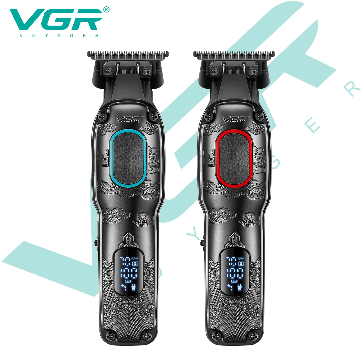 

VGR V-254 Мужская электрическая машинка для стрижки волос, металлический триммер для волос на теле, парикмахерская, домашняя резьба по волос, интеллектуальный электрический цифровой дисплей