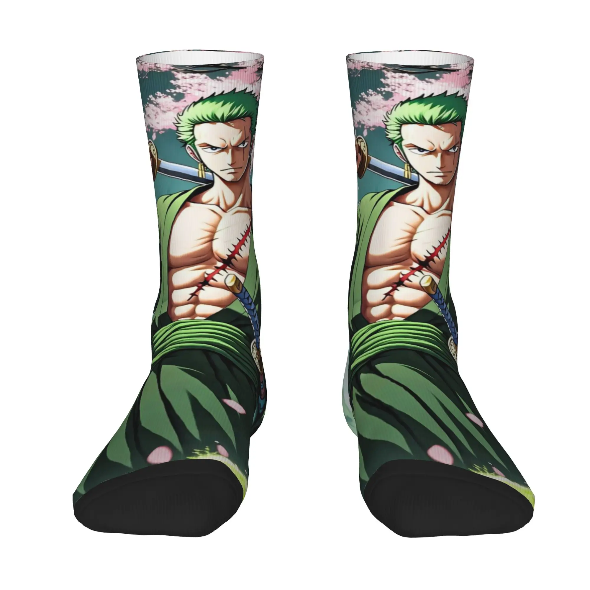 1 Pair Funny Sock One Piece Pirate King Anime Hip Hop Seamless Pattern Printed Men Socks Casual Men's Socks
