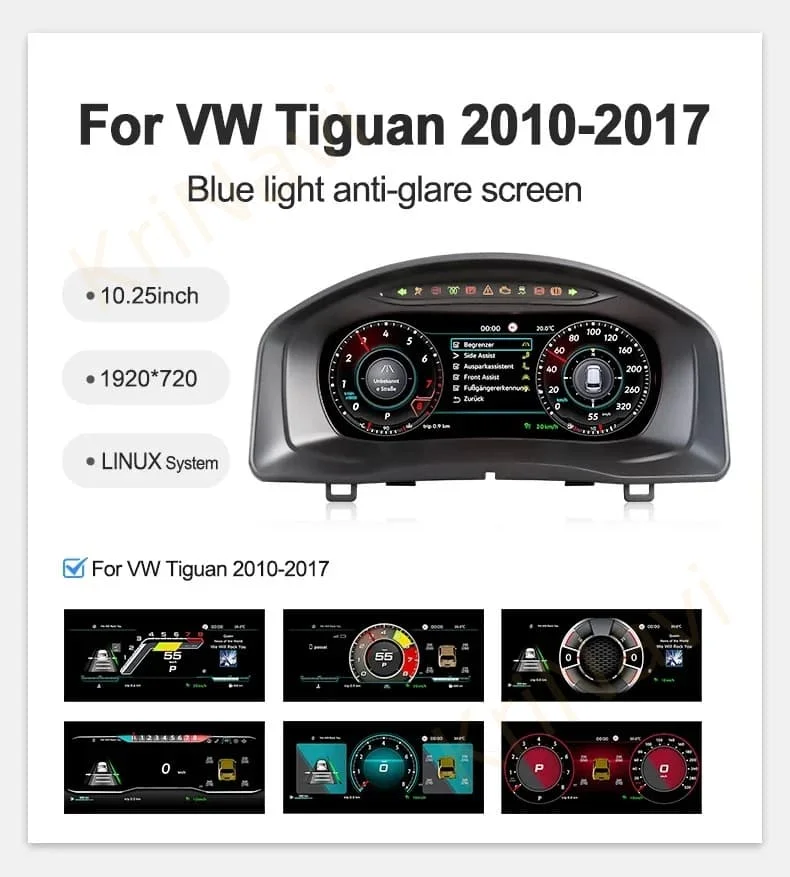 LCD Android Screen For Volkswagen Tiguan 2010-2017 Speedometer Car Digital Cluster Virtual Cockpit Dashboard Instrument Panel