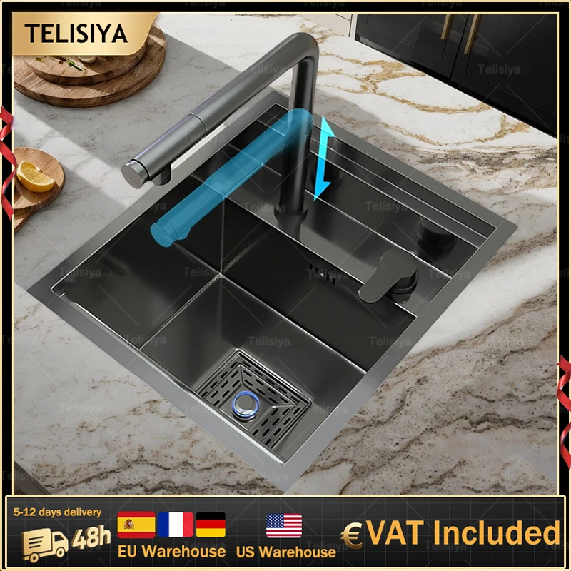 

Hidden Sink Stainless Steel Kitchen Sink Apartment Bar Mini Single Slot RV Wash Basin With Cover Plate Balcony Garden