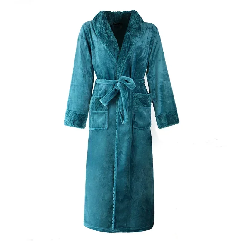 

Splicing Flannel Couple's Nightgown, Men's and Women's Extended and Thickened Plus Size Bathrobe, Pajamas 2025