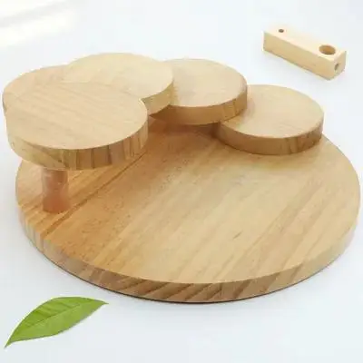 

Деревянный поднос для суши в японском стиле с вращающейся ступенькой, структура лестницы, большая вместимость для сашими, мясных закусок, сервировки десертов