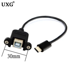 Cable USB-C Macho a USB-B Hembra para Montaje Panel Impresora