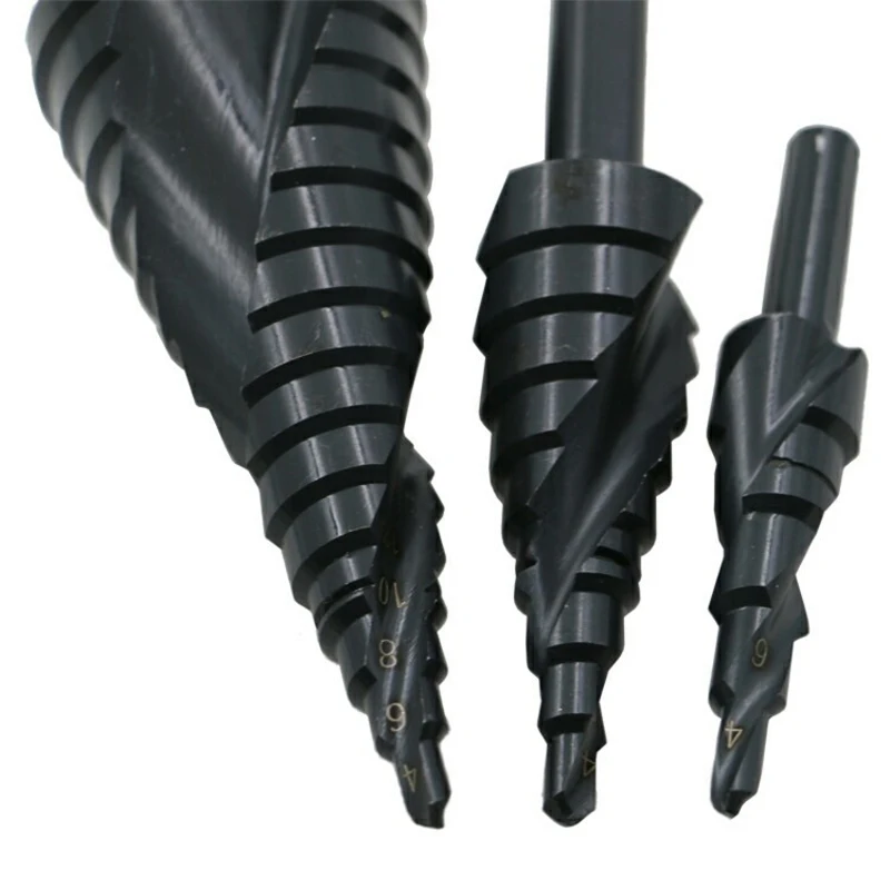 3PCS/SET 4-32MM HSS Cobalt Step Drill Bit Set Nitrogen High Speed Steel Spiral For Metal Cone Triangle Shank Hole Metal drills