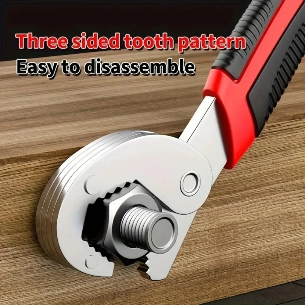 1pc Heavy-Duty Adjustable Wrench with Ergonomic Grip - Large Open End & Socket Compatible, Durable Chrome Vanadium Steel