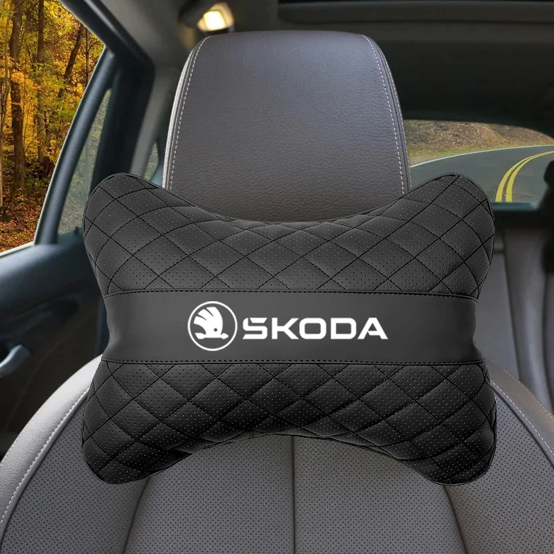 Car Headrest Cover Neck Pillow Auto Seat Belt Shoulder Protect For Skoda Kamiq Fabia Superb Yeti Octavia Rapid Kodiaq Karoq Vrs