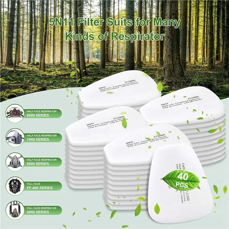 A96T 120PCS 5N11 Respirator Filter Cotton, Replacement Particulate Filter Cotton For 6200, 6502, 7502, 6800, And FF402 Series