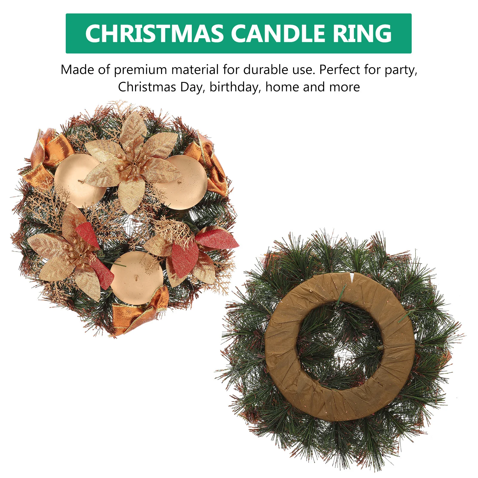

Christmas Holder Wreath Bronze Creative Ring Decoration for Home Restaurant Party Christmas Day Birthday Holiday