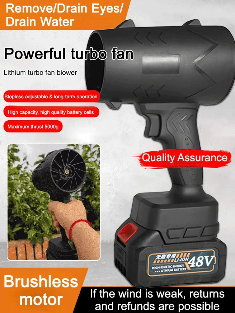 

【Powerful Turbine & Cordless】Handheld Blower Fan Lithium Rechargeable Industrial Dust Remover Multi-Functional for Home