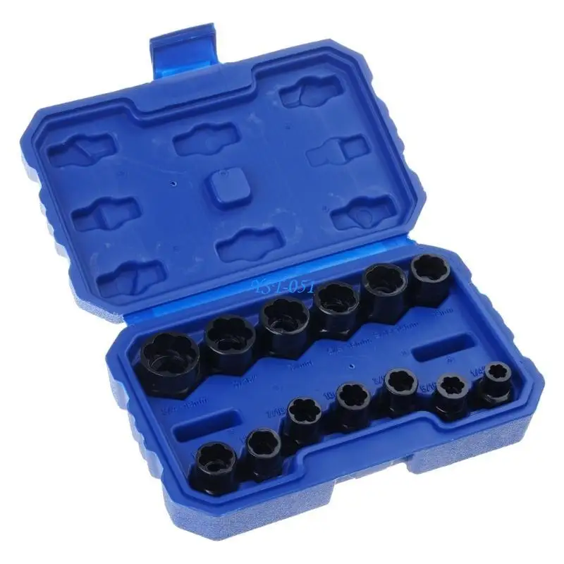 

E15A 3/8'' Drive Nut Bolt Extractor Socket Tool Bolt Extractor Tool with Storage Case