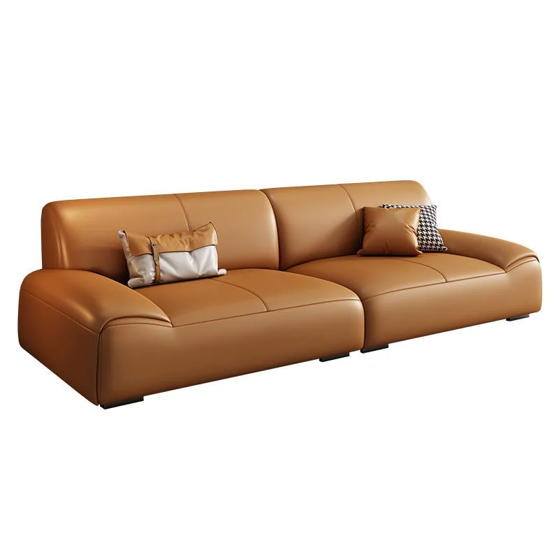 Italian minimalist modern living room size apartment first layer cowhide simple three or four people combination