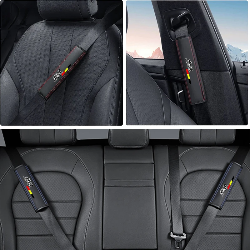2PCS PU Leather Car Seat Belt Shoulder Strap Cover Insurance Strap Cover For Honda mugen power Accord Civic vezel Crv City Jazz view 2