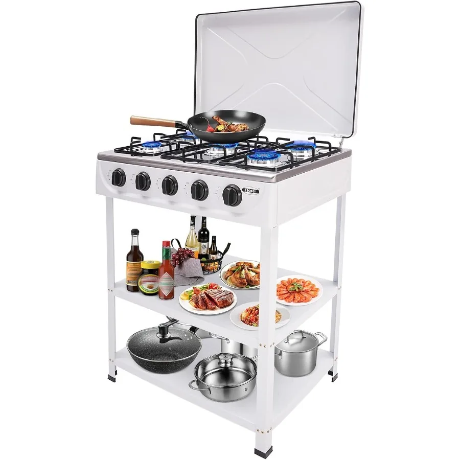 

5Burner Natural Gas Stove Free Standing Kitchen Cooking Stove with Precise Heat Control Knobs for Home Kitchen and Outdoor Camp