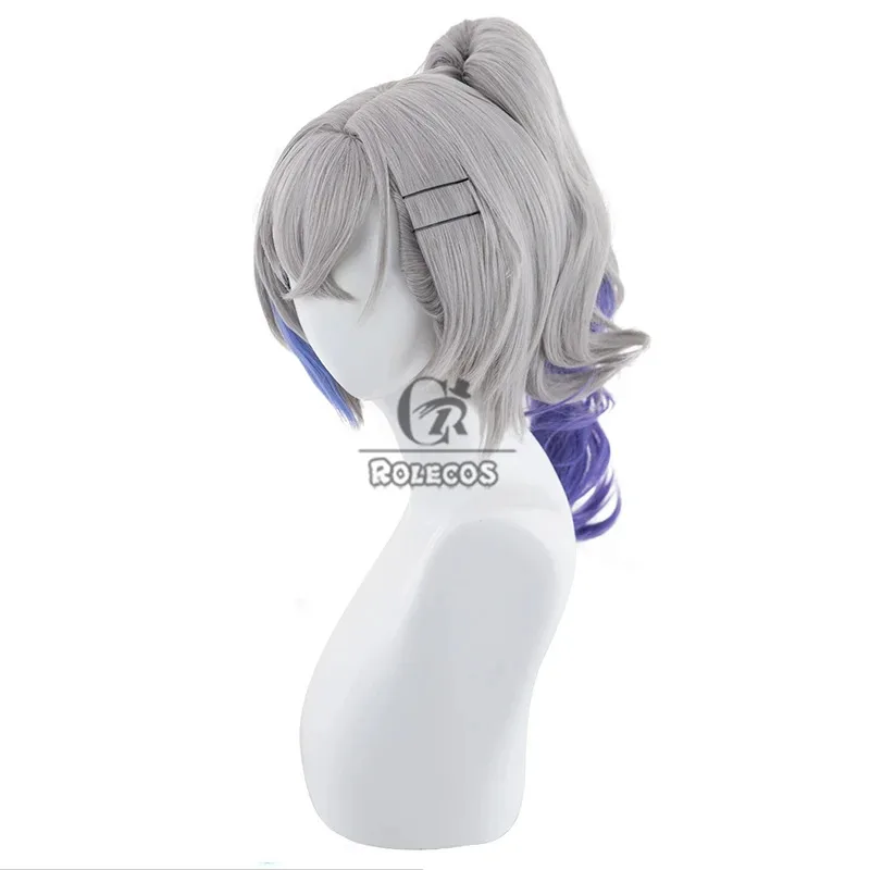 كاندي 2025ROLECOS لعبة الشعر الاصطناعية هونكاي ستار السكك الحديدية تأثيري الباروكات الفضة الذئب هالوين 46 سنتيمتر رمادي شعر مستعار مختلط Synthe