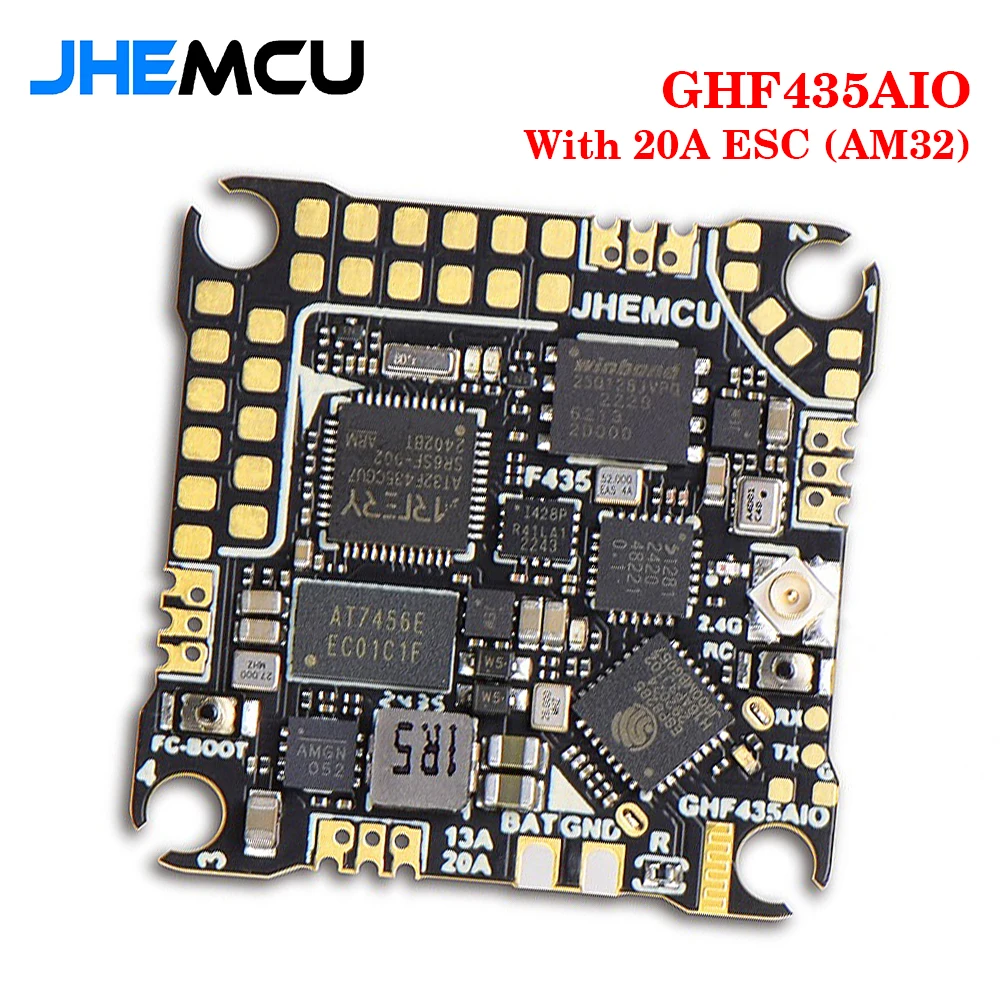 JHEMCU GHF435AIO With 20A ESC (AM32) 2-4S OSD Baro Blackbox 16MB GPS Built-in ELRS 2.4G CRSF for RC FPV Drone