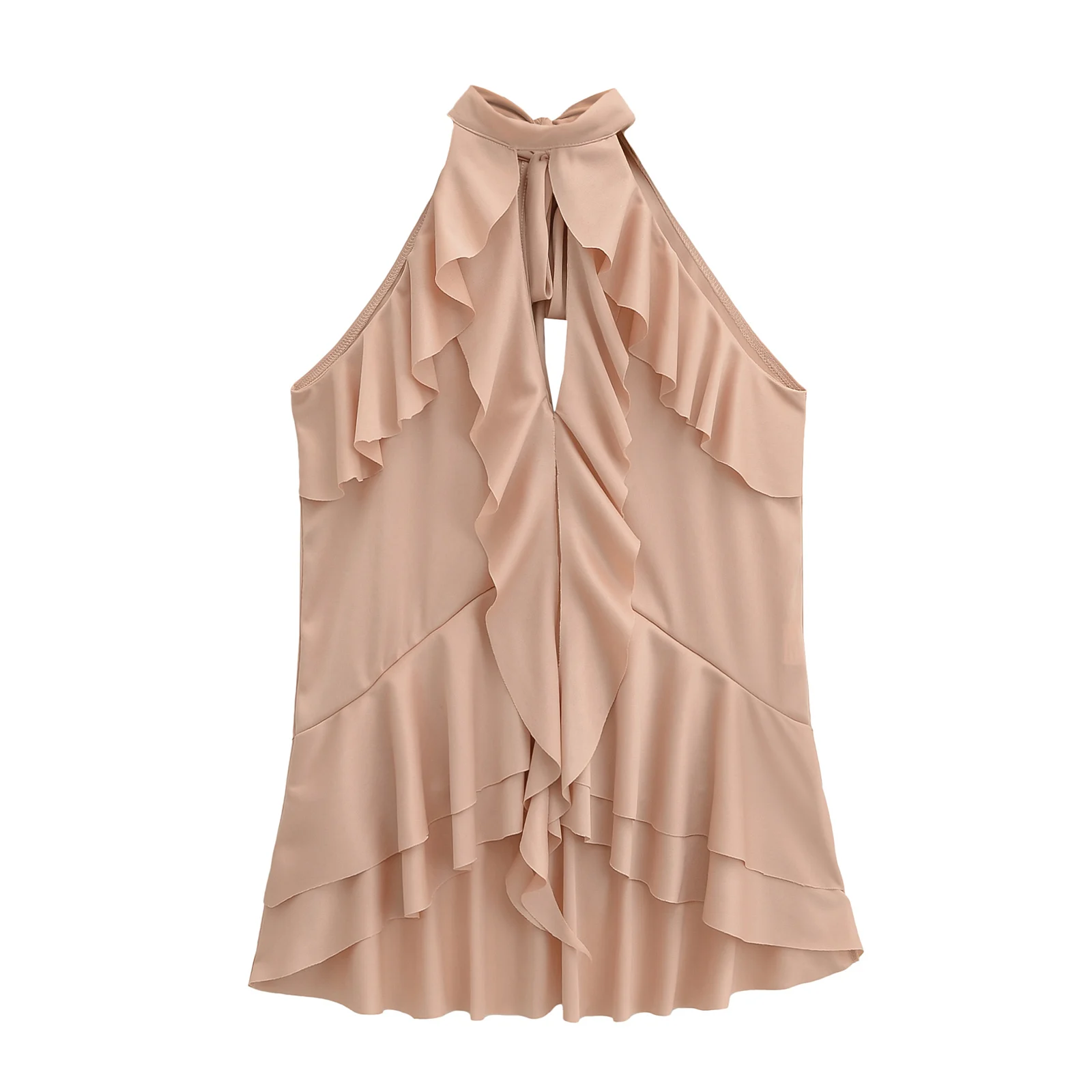 

ZAB Autumn New Women's Faion Design Layered Decoration Collar Top Svel Slim Fit Polyester Casual irt