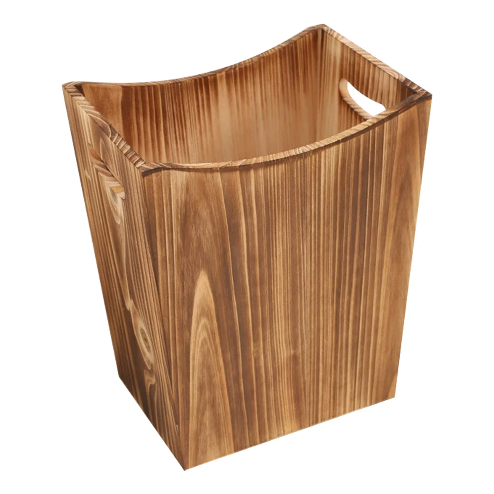 

Garbage Can Trash Rectangular Farmhouse Wastebasket Wooden Kitchen Laundry Office