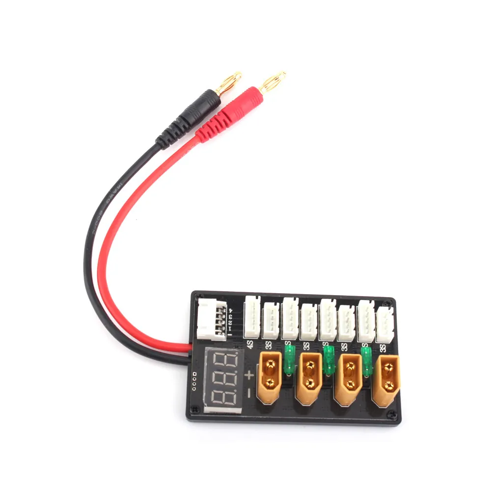 XT60 Parallel Charging Board 4-Channel with Fuse, Aluminum Case, High Safety & Efficient Heat Dissipation