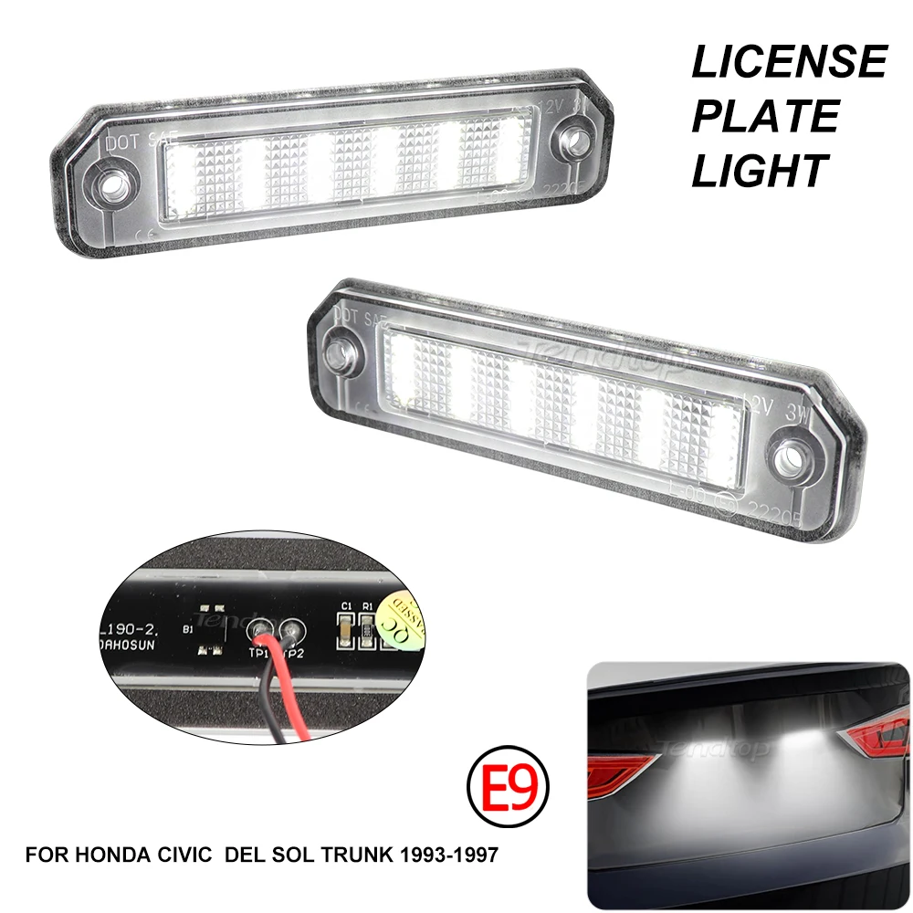 2ชิ้นไฟป้ายทะเบียนรถยนต์ LED โคมไฟเน้นอุปกรณ์ตกแต่งรถยนต์สำหรับ Honda Civic เครื่องปรับอากาศรถยนต์ลำต้น1993 1994 1995 1996 1997