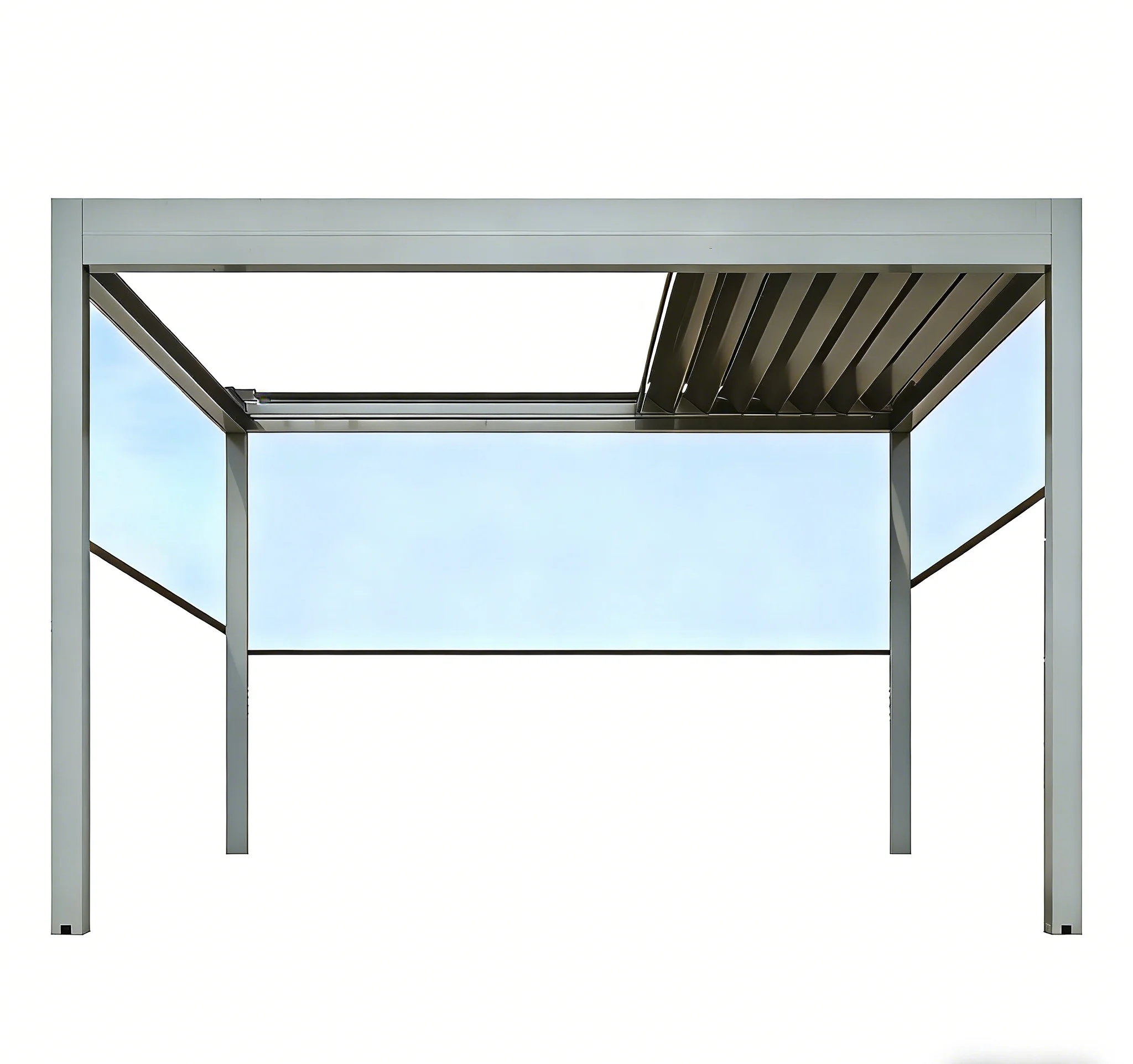 Hochbelastbare Aluminium-Pergola, Elektrisches Lamellendach, Wasserdichter Pavillon, UV-Sonnenschutz, Langlebig Rostbeständig & Langanhaltend