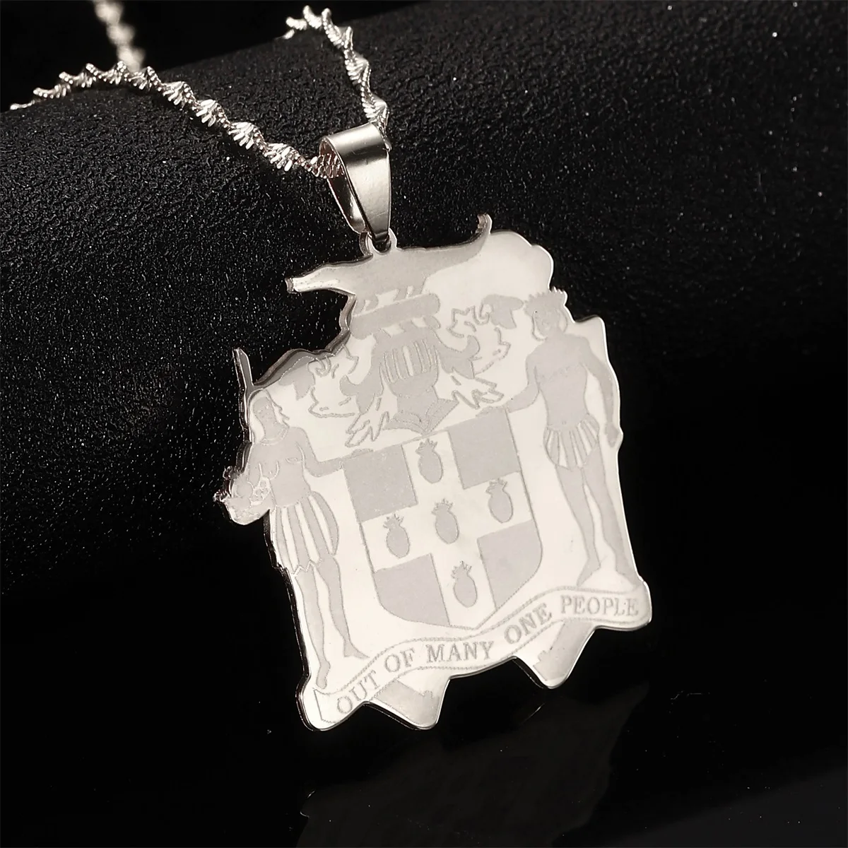 Map of Jamaica Pendant Necklaces for Women Girls Stainless Steel Jamaica Chain