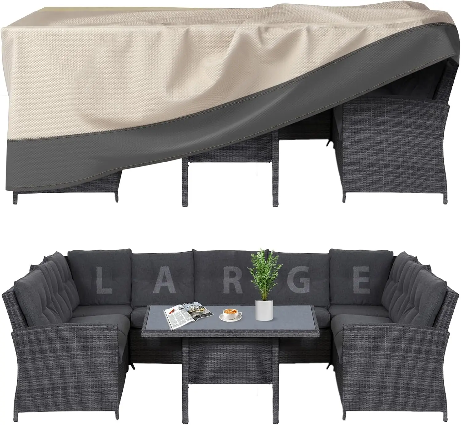 

Водонепроницаемые чехлы для садовой мебели повышенной прочности, 110x84x28 дюймов, большие защитные чехлы для уличных обеденных столов и стульев, защита от УФ-излучения