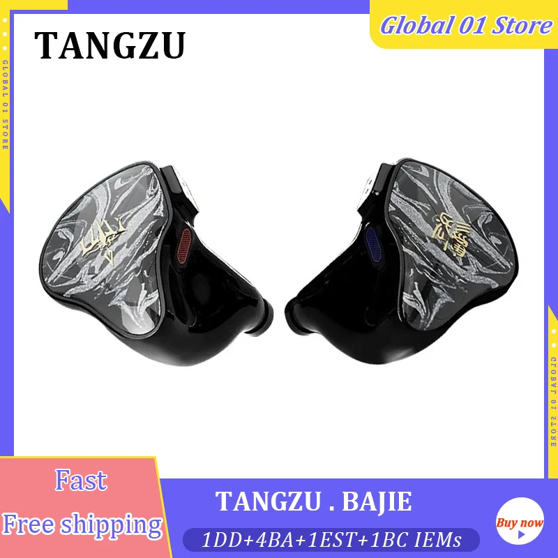 TANGZU BAJIE HiFi In ear Earphone 1DD + 4BA +1EST +CPBC Monitor IEMs for Audiophiles Musicians with 4.4mm Balance Vorfex Cable