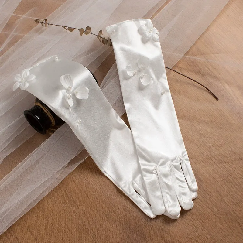 Gants de Princesse Élégants en Satin pour ixde Mariage, Accessoire de Soirée Formelle, de Noël, Longueur des Patients