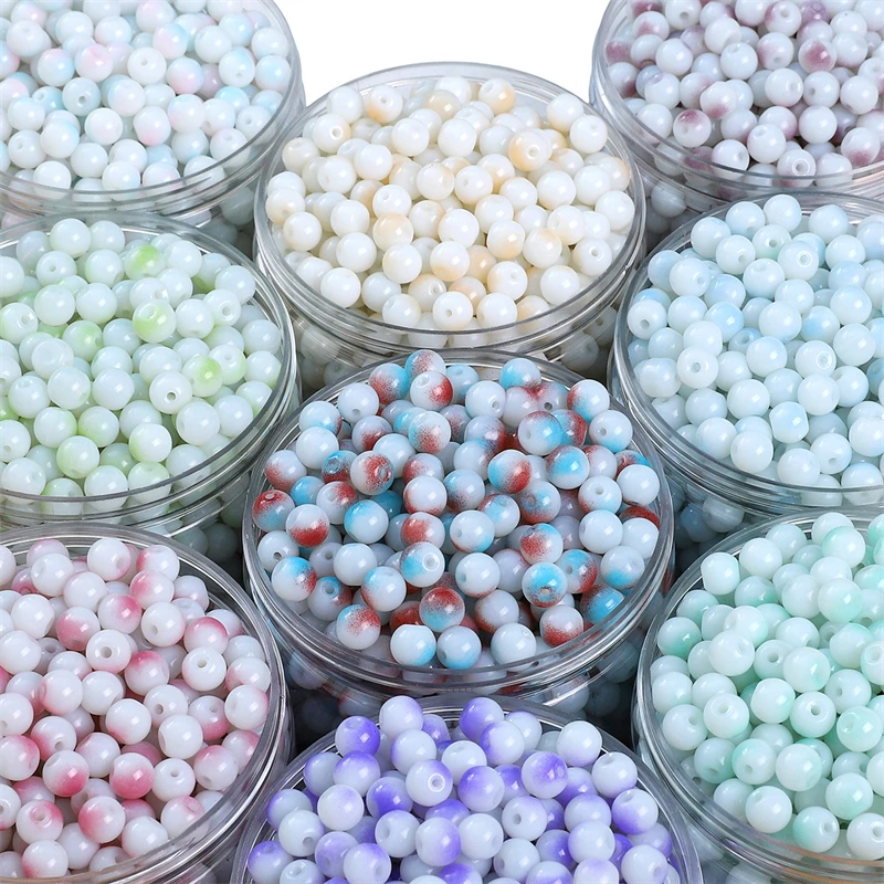 

8mm Glass and Porcelain White Baked Enamel Double-Sided Beads for Earrig Bracelet Necklace DIY Jewelry Craft Making Accessories