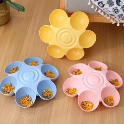 6 In 1 Cat Dog Bowl Puppy Slow Feeder Cat Water Bottle Bottom Flower Shape Food Container Diet Dish Pet Supplies