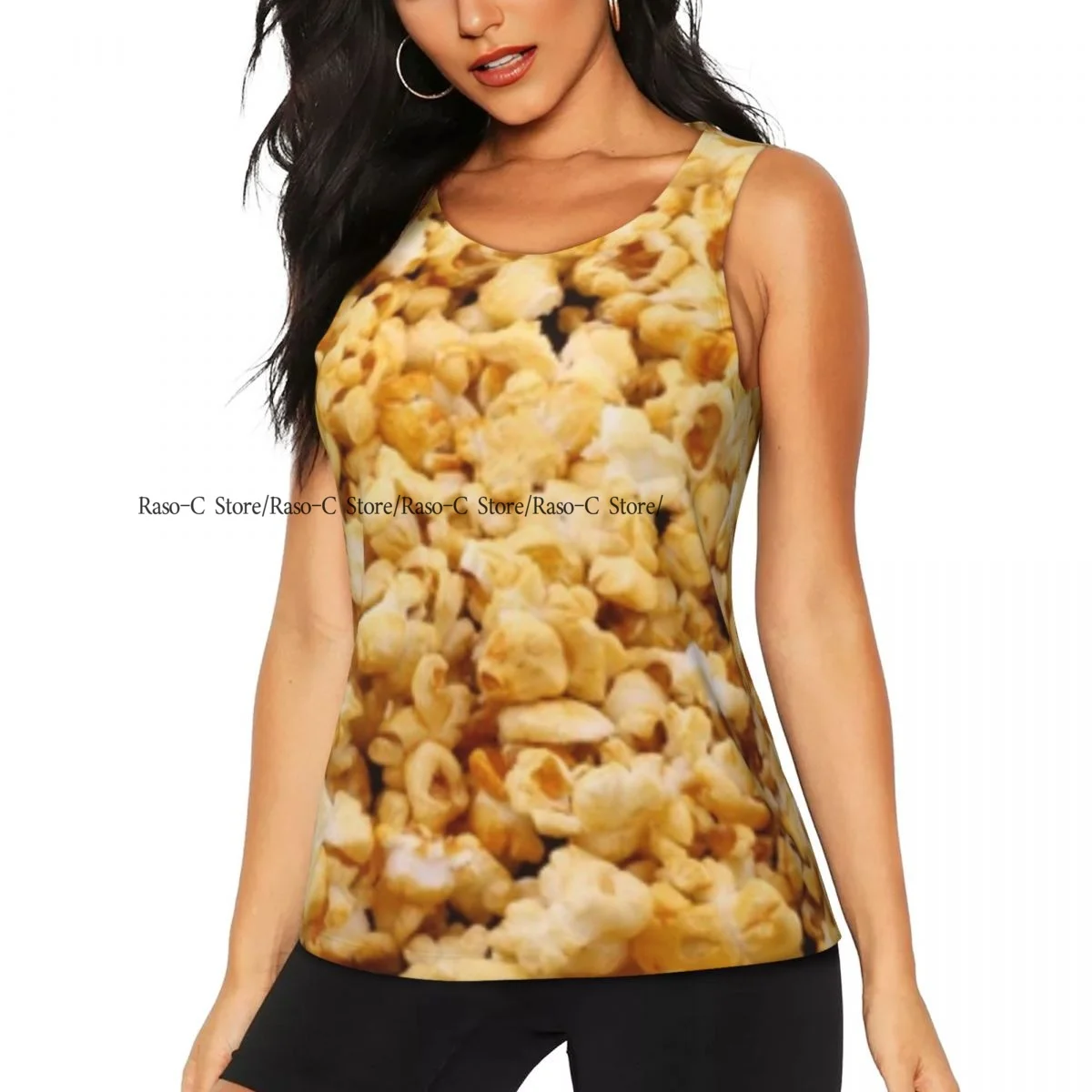 Chaleco Sexy con textura de palomitas de maíz color caramelo, camisetas sin mangas con cuello redondo, camisola básica informal para mujer