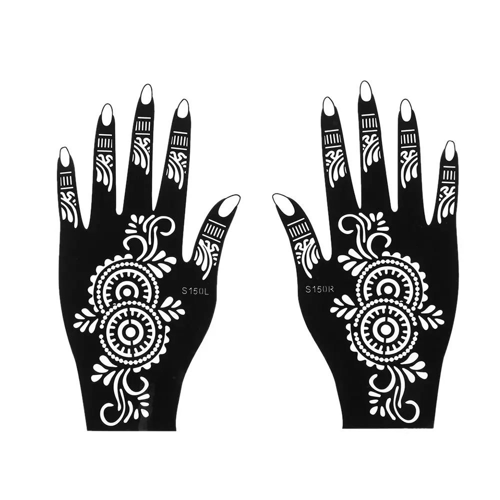 1 Pair New Beauty Makeup  Stencils Henna Template Sticker DIY Body Art Temporary Hand Decal