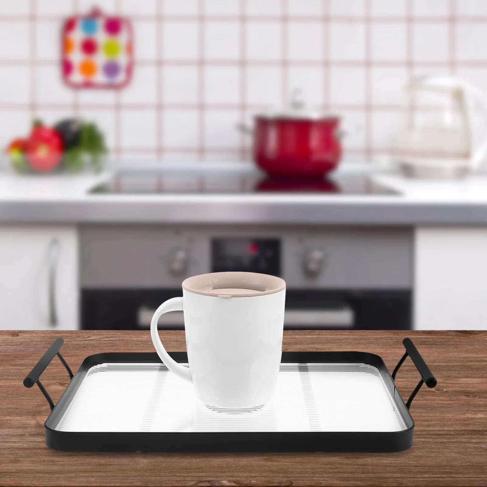 Rectangle Tea Tray Premium Acrylic Material Stable Structure Easy Room Bedroom Coffee Table Decor Use