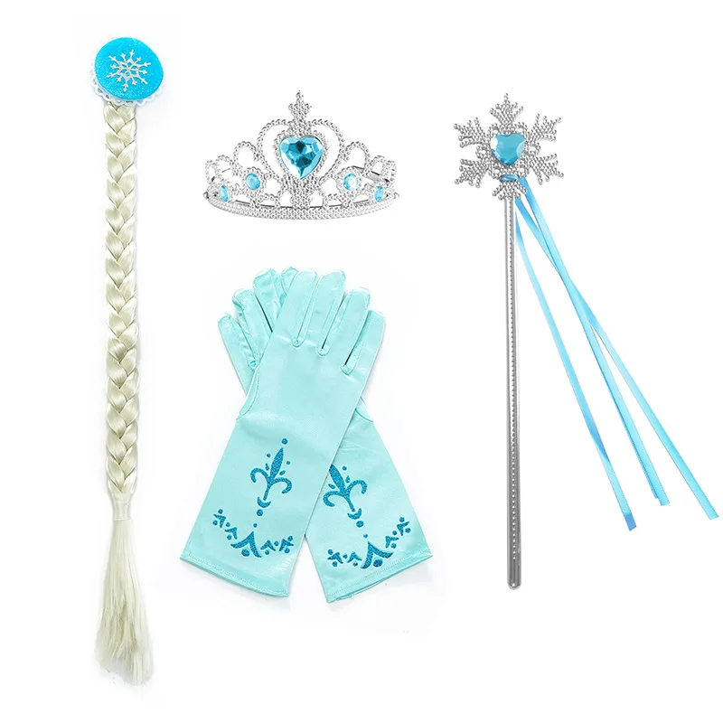 Bambini ragazze Costume di Halloween accessori Snow Princess Queen Elsa Crown Wand Wig White Braid Carnival Party Cosplay Supplies