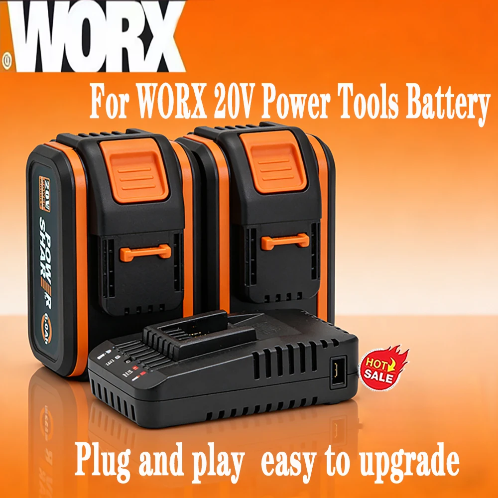 Batterie haute capacité originale WORX 20V 8.0Ah, modèle WA3553 WA3551 WA3553.1 WA3570, pour tous les outils électriques WORX
