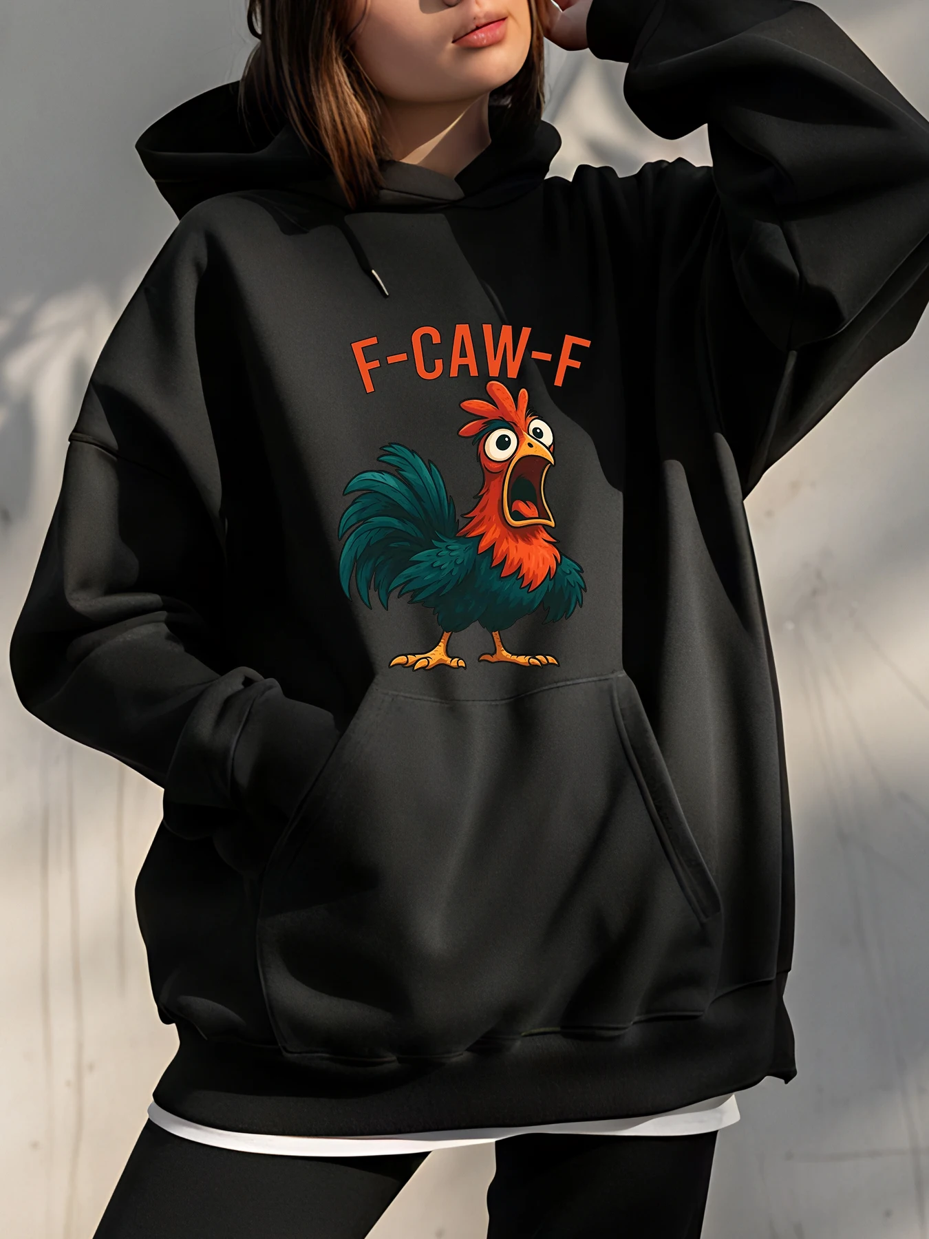 

Толстовка с принтом курицы F Caw F, унисекс, повседневная уличная толстовка для женщин и мужчин, модный пуловер с графическим рисунком, верхняя одежда