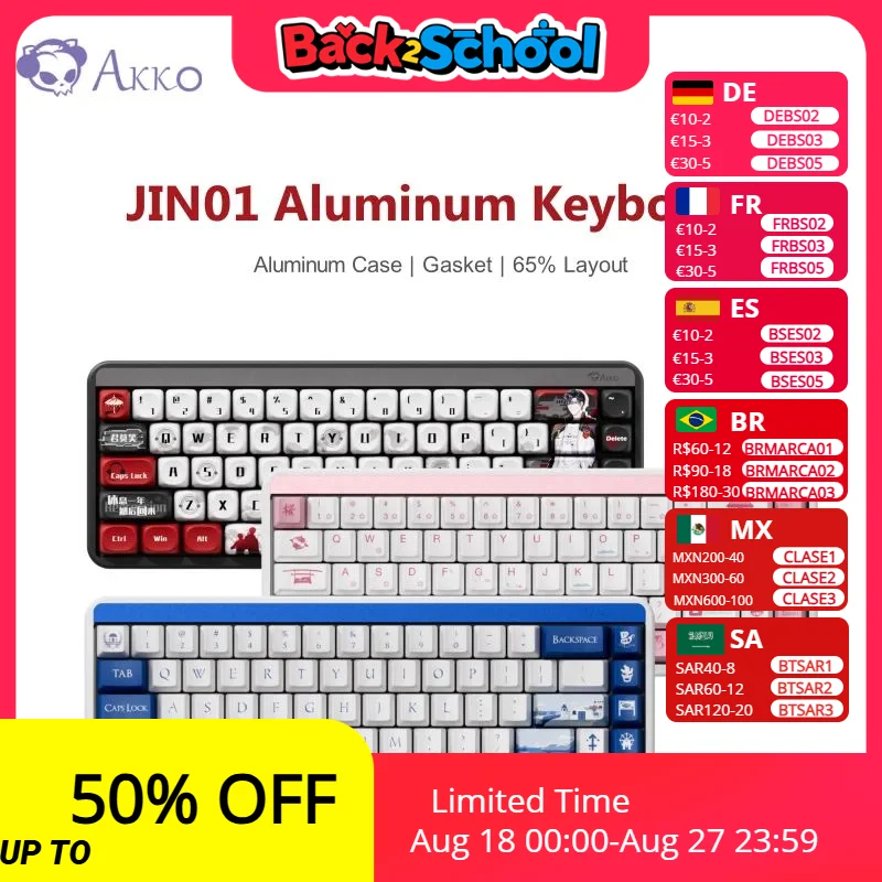 

Akko JIN01 Santorini 65% алюминиевая механическая клавиатура 68 клавиш RGB с возможностью горячей замены BT 5,0/2,4G Беспроводная и проводная игровая клавиатура Type-C