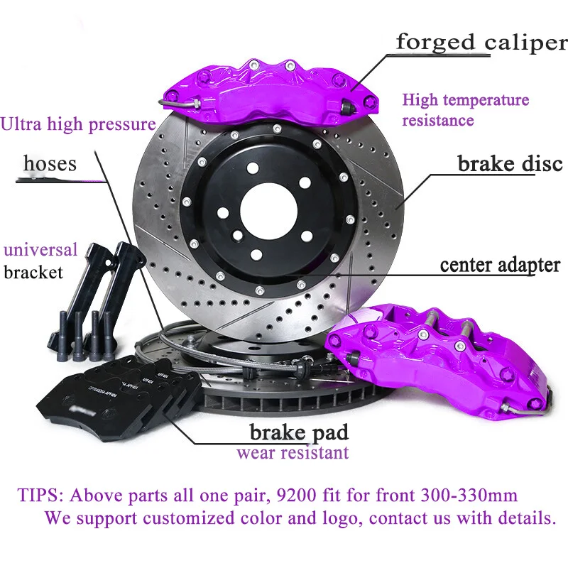 9200 Carbon 4 Pot Brake Calipers High Performance 4 Piston Brakes Caliper Kit Car 300mm 28mm Disc Rotor Pads