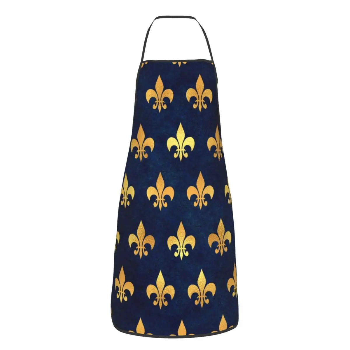 Custom Royal Gold Blue Grunge Fleur De Lis Apron Women Men Unisex Bib Lily Flower Cooking Kitchen Tablier Cuisine Chef Gardening