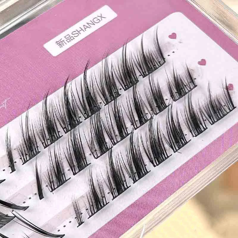 3-10 Reihen Fuchsaugen Rauchige falsche Wimpern Einzelne Cluster-Wimpernverlängerung Segmentierte Wimpern Einzelne Wimpern Make-up-Tool