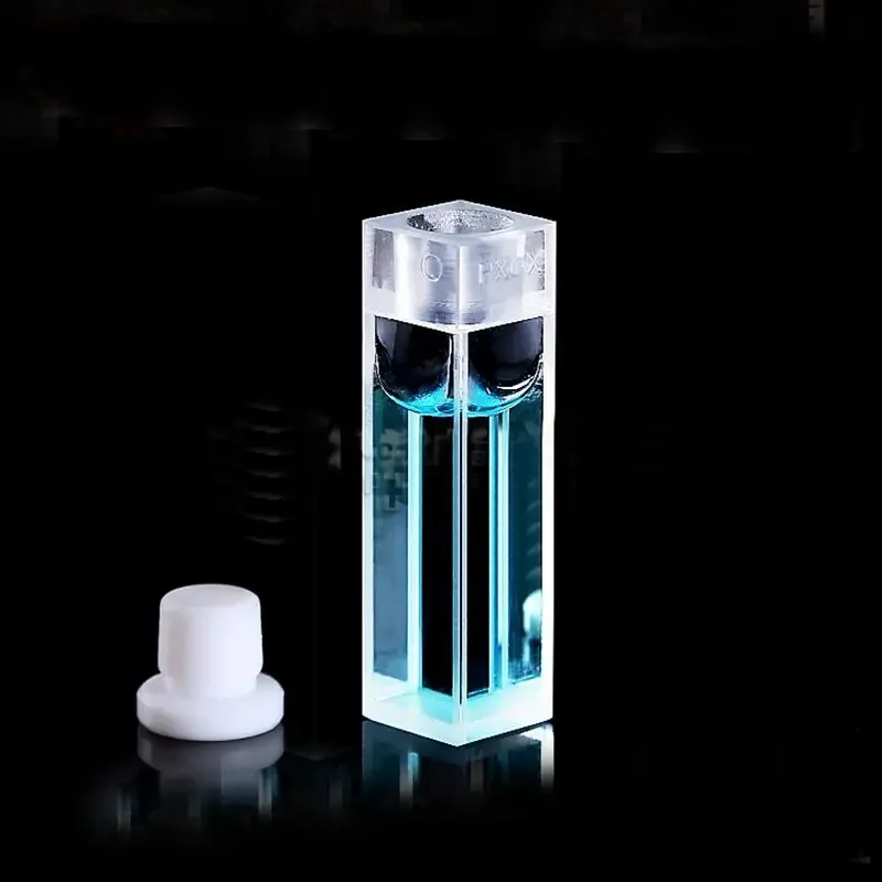 3.5ml 10mm Path JGS1 Quartz Cuvette With Stopper For Fluorescence Spectrometer