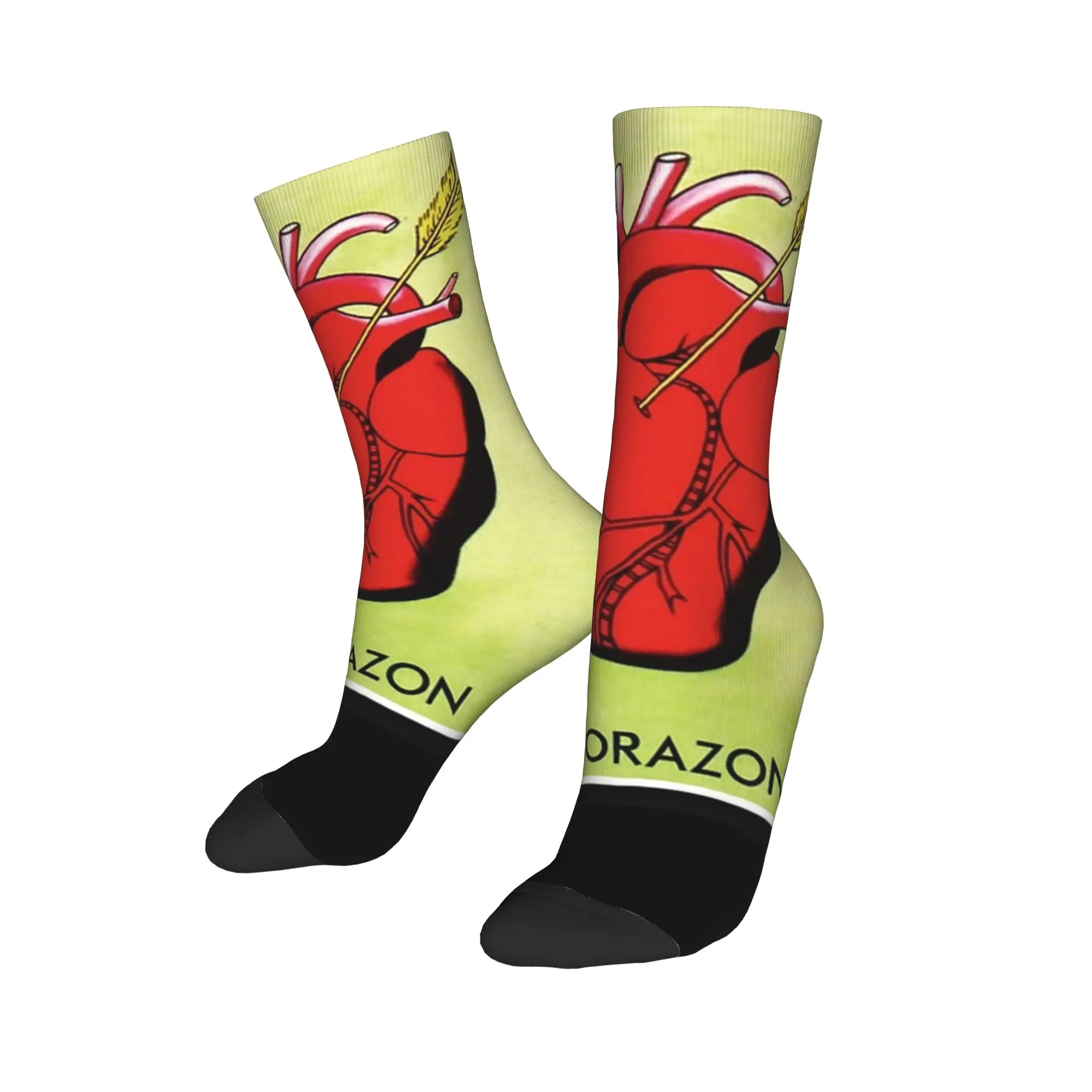 Crazy Design The Heart Mexican Lottery Soccer Socks  Polyester Middle Tube Socks for Unisex Non-slip