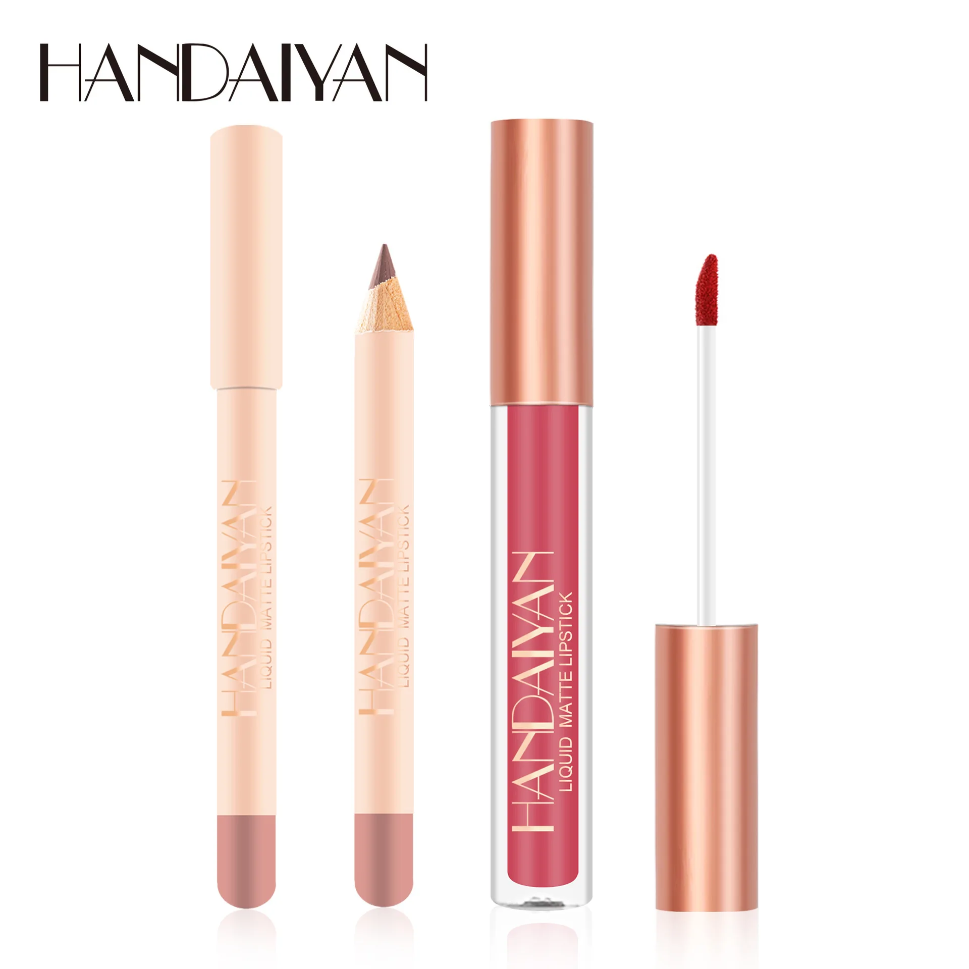 HANDAIYAN 12-kleuren Matte Lipliner Lipstick Set Waterdicht Blijvende Geen Vervaging Lipliner Hydrateren Lippenstift Populaire Lip Cosmetica