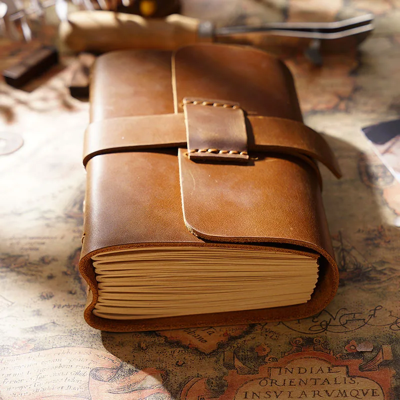 First Layer Cowhide Notebook Thickened Retro Chinese Style Planner Journal Diary Kraft Paper Notepad Kraft Paper Journal