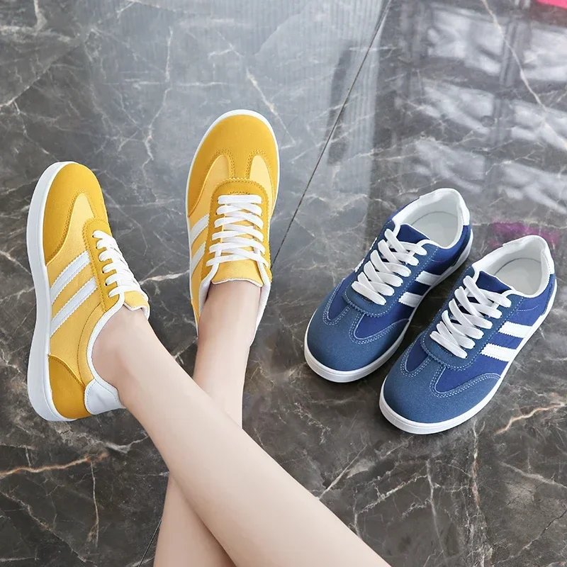 

Women Tennis Sneakers Flats Ladies Fashion Mixed Colors Lace-up Vulcanized Shoes Spring Autumn Woman Outdoor Trainers Footwear