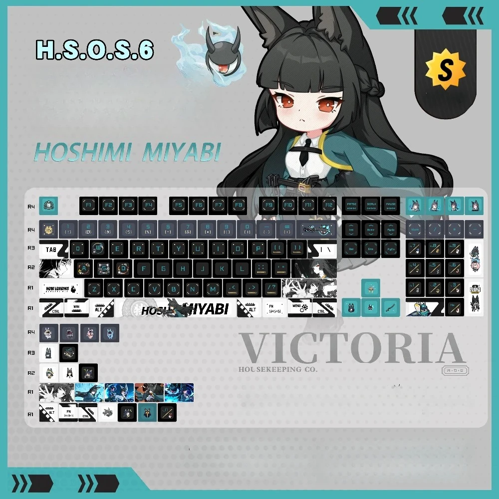 

Zenless Zone Zero Hoshimi Miyabi Keycaps 108 Keys Anime Key Caps Cherry Profile PBT Keycaps for Mechanical Gaming Keyboard