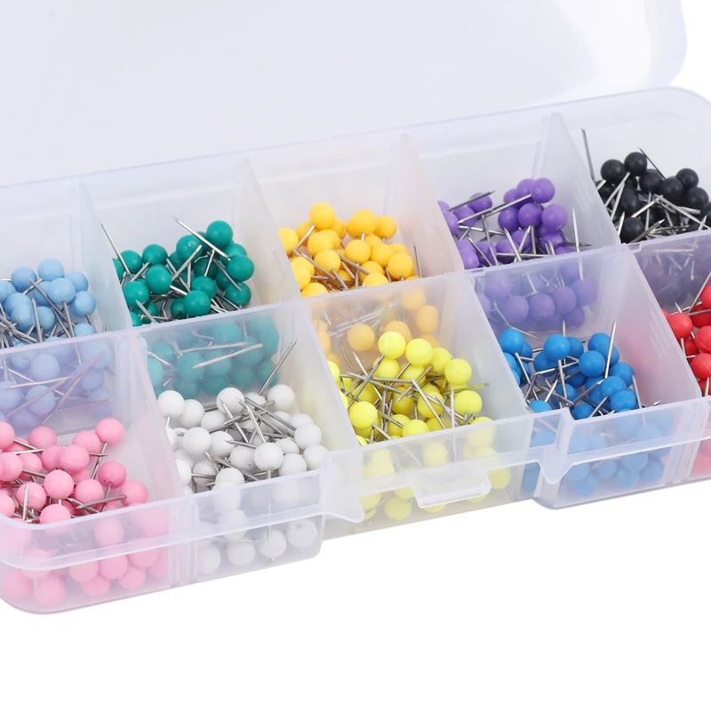แผนที่ Tacks Push Pins หัวพลาสติกจุด,4มม.,500ชิ้น