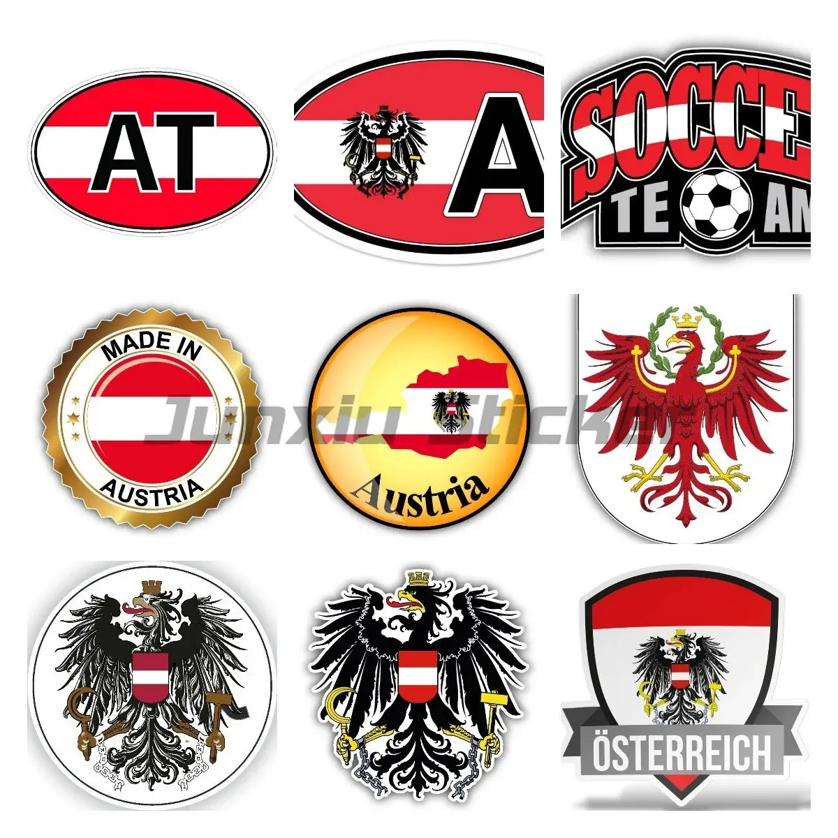 

A AT Austria Flag Coat of Arms COUNTRY CODE Cars Laptop Door Window Helmet Bicycle Vinyl Waterproof Car Sticker Accessories