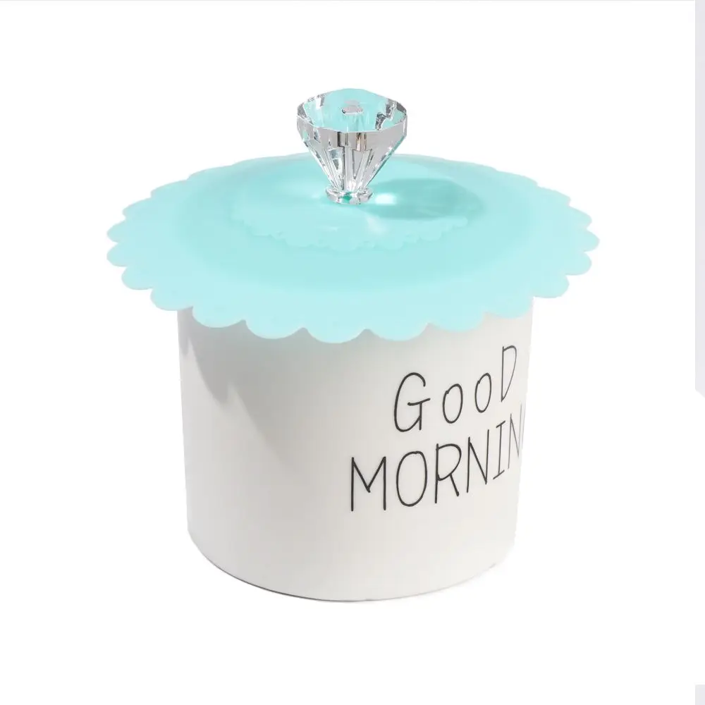 Cute Reusable Coffee Mug Silicone Cup Cover Sealed Cover Suction Lid Anti-dust